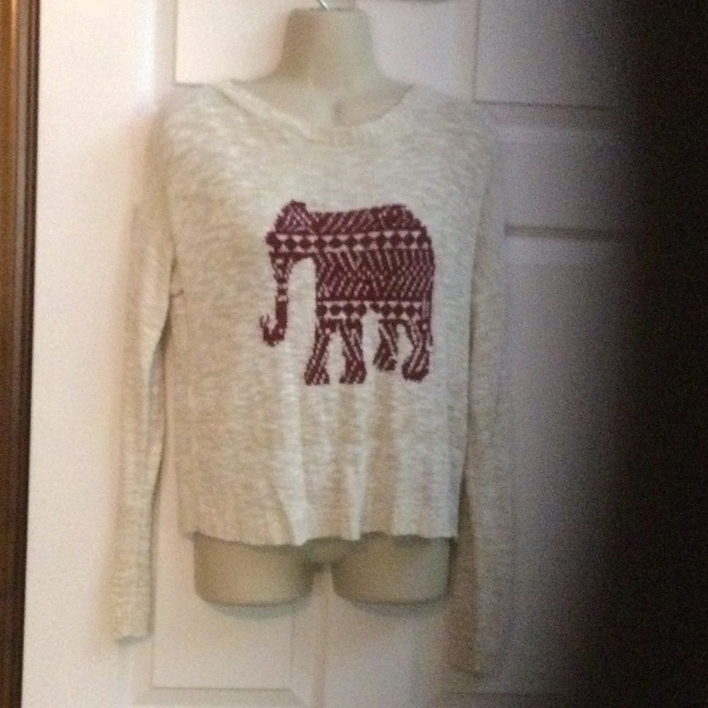 Cream Sweater with Elephant Design